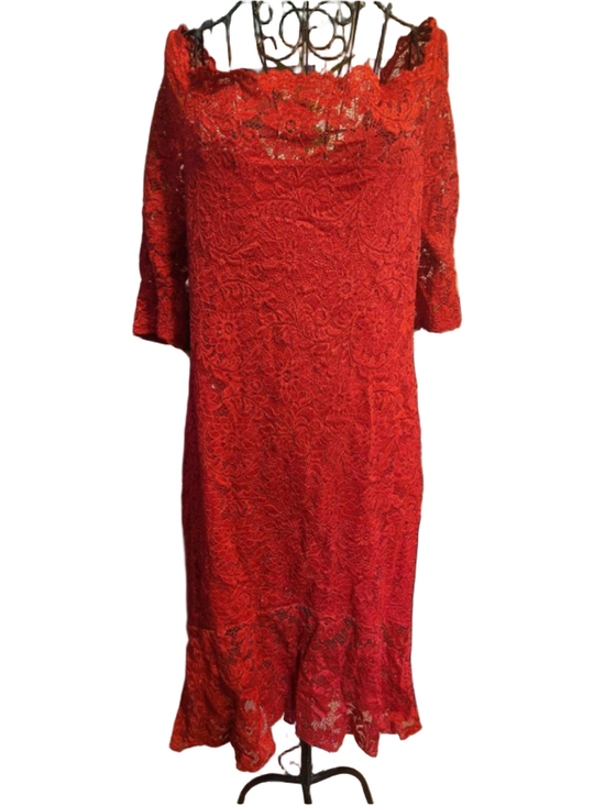 Bluebell Dresses & Skirts - Bluebell Red off shoulders Lace Dress Size Large in ptp 22 inches